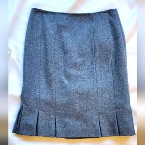 Talbots Lined Suit Skirt with Pleated Hem, Blue Wool, Size 6 Petite
